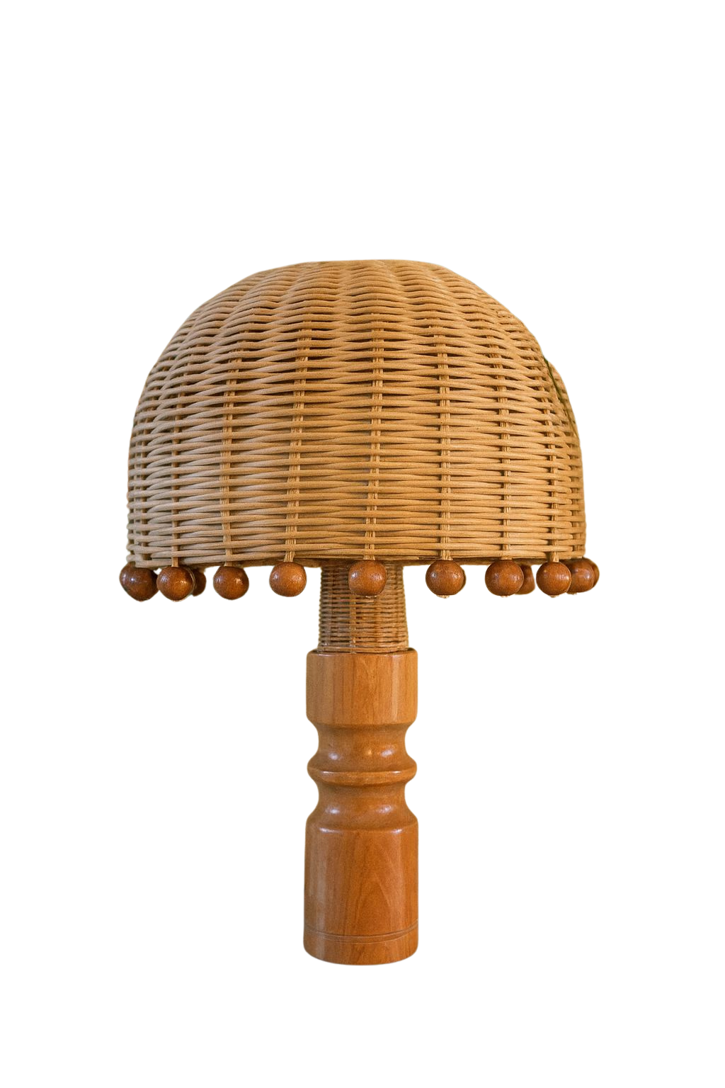 Rattan Boncuk Detaylı Abajur